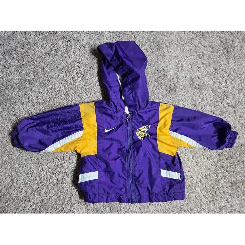 Nike Nfl Minnesota Vikings Youth Baby Full Zip Windbreaker Jacket Purple 12M